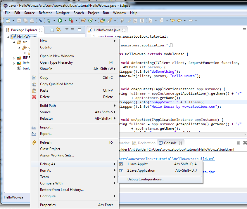 Debug Wowza Module